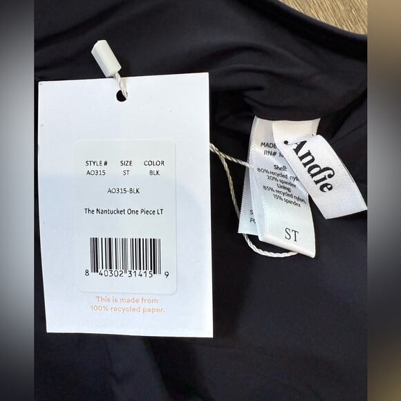 NWT Andie Swim The Nantucket One Shoulder One Piece Black Swimsuit Sz Sm Tall - Picture 7 of 8